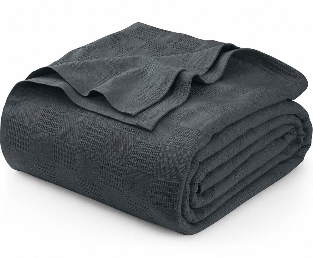 Utopia Bedding 100% Cotton Thermal Blanket Full Size Smoke Gray‎ 90x84